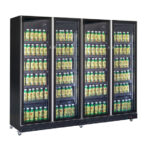 Combisteel Kühlschrank 4 Glastüren Schwarz