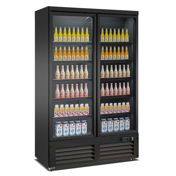 7526_0105_1_2.jpg Combisteel Tiefkühlschrank 2 Glastüren Schwarz Ceb-1200F Bl – Bild 1