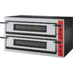 GGF Pizzaofen mit zwei Kammern für 12 Pizzen à 360 mm, Vollschamott, 18 kW, 1370 x 850 x 750 mm (BxTxH)