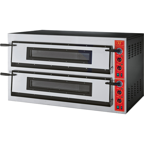 781902V01_Main_product_photo_CNlMNK23biIy.jpg GGF Pizzaofen mit zwei Kammern für 12 Pizzen à 360 mm, Vollschamott, 18 kW, 1370 x 850 x 750 mm (BxTxH) – Bild 1