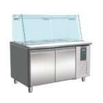 Combisteel Standard Line 700 Kühltisch mit Glas 2 Türen 3X 1/1 + 3X 1/6 Gn Behälter