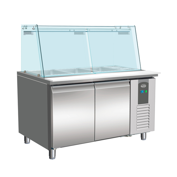 7950_0420-0422_1.jpg Combisteel Standard Line 700 Kühltisch mit Glas 2 Türen 3X 1/1 + 3X 1/6 Gn Behälter – Bild 1