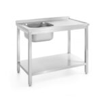 Hendi Waschtisch mit Ablage – verschraubt, Tiefe 700 mm, Profi Line, Links, 1000x700x(H)850mm