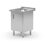 Hendi Waschtisch, verschweißt, mit Schrank- und Scharniertüren, Profi Line, 600x600x(H)850mm