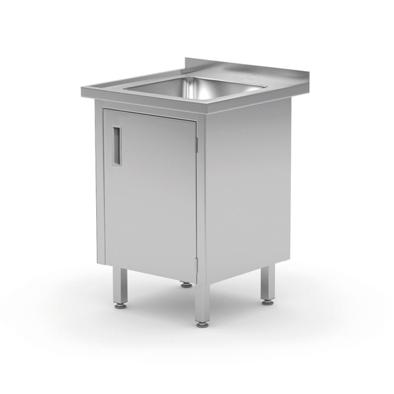 813522.jpg Hendi Waschtisch, verschweißt, mit Schrank- und Scharniertüren, Profi Line, 600x600x(H)850mm – Bild 1