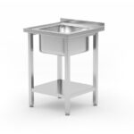 Hendi Spültisch mit Ablage, verschraubt, Kitchen Line, Waschbecken in der Mitte, 600x600x(H)850mm
