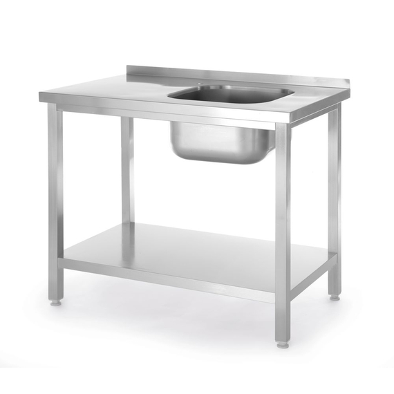 816998.jpg Hendi Spültisch mit Ablage, verschraubt, Kitchen Line, Spülbecken auf der rechten Seite, 800x600x(H)850mm – Bild 1