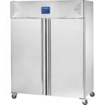 Starline Edelstahl Doppeltür-Kühlschrank mit Rädern, GN 2/1, 1480x830x2010 mm (BxTxH)