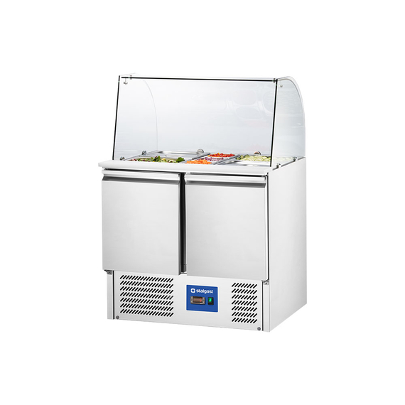 832222V02_MAIN_PRODUCT_PHOTO_pGFlePy9Rfri.jpg Starline Saladette mit Glasaufsatz, 2-türig, GN 1/1, Aufnahme 10x GN1/4, 900x705x1300 mm (BxTxH), ohne Aufkantung – Bild 1