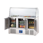 Starline Saladette mit Glasaufsatz, 3-türig, GN 1/1, Aufnahme 16x GN1/4, 1365x700x1345 mm (BxTxH) – Bild 2