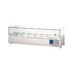 Starline Edelstahl Pizzakühlaufsatz mit Glasabdeckung, 6x GN 1/3, 1400x395x440 mm (BxTxH)