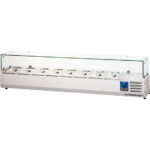 Starline Edelstahl Pizzakühlaufsatz mit Glasabdeckung, 8x GN1/4, 1800x335x440 mm (BxTxH)