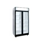 Glastür-Kühlschrank mit Werbedisplay, zwei Flügeltüren, 870x605x1996 (BxTxH)