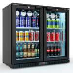 Bar Display Cooler, zwei Flügeltüren, 900x530x835 mm (BxTxH), schwarz