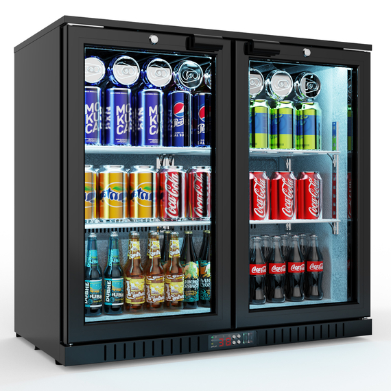 882213V01_Main_product_photo_UyqUGssOYAs4.jpg Bar Display Cooler, zwei Flügeltüren, 900x530x835 mm (BxTxH), schwarz – Bild 1
