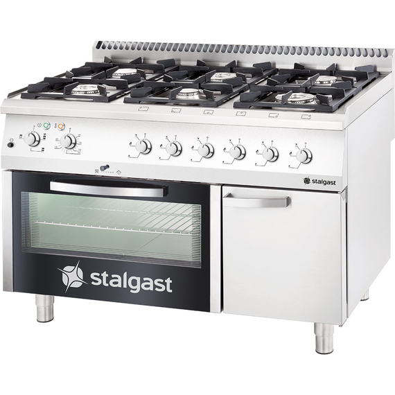 9711110A44V05_Main_product_photo_Ay7343eDNgPy_7bf5-qa.jpg Stalgast Gasherd 6 Brenner (3,5+2x5+2x7+9) mit Elektrobackofen (GN 2/1), Serie 700 ND – Bild 1