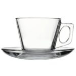 Paşabahçe Becher mit Untertasse Vela, 0,195 ltr.