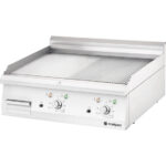 Stalgast Edelstahl Elektro-Griddleplatte als Tischgerät, 800x700 mm, ½ glatte/½ gerillte Grillfläche, Serie 700 ND