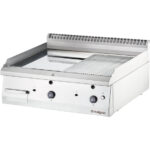 Stalgast Gas-Griddleplatte, verchromt, Tischgerät, Serie 700 ND - ½ glatt / ½ gerillt 800x700x250 mm (BxTxH)