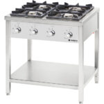 Stalgast Edelstahl Gasherd Serie 700, 4-Brenner (2x5+2x7), G20, 800x700x850 mm (BxTxH)