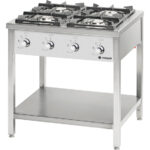 Stalgast Edelstahl Gasherd Serie 900 - 4 Brenner (9+9+9+9), 36 kW, G20, 900x900x850 mm (BxTxH)