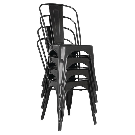 GL331_11.jpg Bolero Bistro Stahl Beistellstühle Schwarz (4 Stück) – Bild 1
