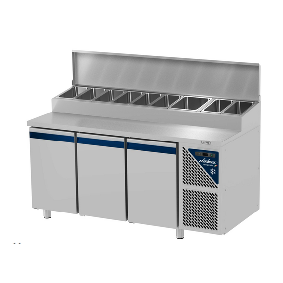 PCS803S.png Prismafood Kühltisch 3 Türen mit Schaukasten Kapazität: 606 lt Temperatur: 0°C/+10°C – Bild 1
