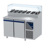 Prismafood Kühltisch 2 Türen mit Schaukasten Kapazität: 300 lt Temperatur: 0°C/+10°C