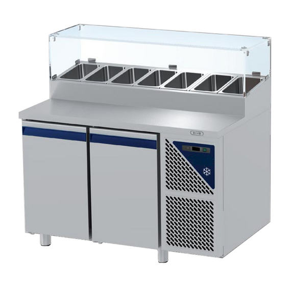 PCS_702_S.png Prismafood Kühltisch 2 Türen mit Schaukasten Kapazität: 300 lt Temperatur: 0°C/+10°C – Bild 1