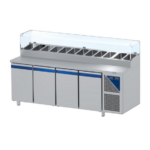 Prismafood Kühltisch 4 Türen mit Schaukasten Kapazität: 816 lt Temperatur: 0°C/+10°C