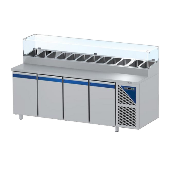PCS_704_S_41tx-v7.png Prismafood Kühltisch 4 Türen mit Schaukasten Kapazität: 816 lt Temperatur: 0°C/+10°C – Bild 1