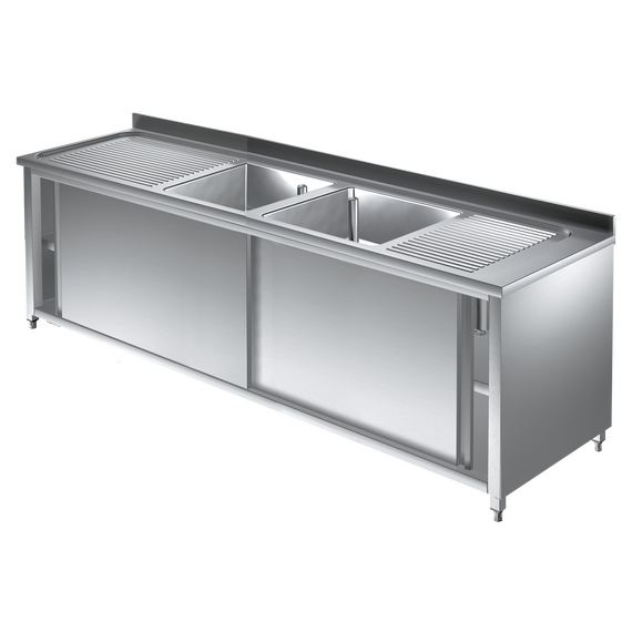 SLA2V2G.png Prismafood Spülschrank 1,8m - 2 Becken mittig L50xB40xT25cm STD – Bild 1