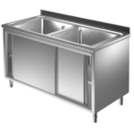 Prismafood Spülschrank 1,4m - 2 Becken mittig L50xB40xT25cm STD