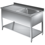 Prismafood Spültisch mit Grundboden 1,2m - 1 Becken rechts L50xB40xT25cm STD