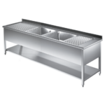Prismafood Spültisch mit Grundboden 2,0m - 2 Becken mittig L50xB50xT30cm STD