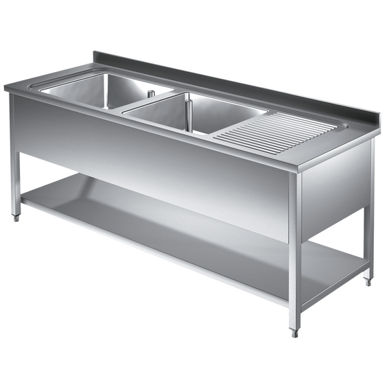SLG2VGD.png Prismafood Spültisch mit Grundboden 1,4m - 2 Becken links L40xB40xT25cm STD – Bild 1