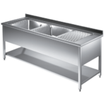 Prismafood Spültisch mit Grundboden 1,6m - 2 Becken links L40xB50xT25cm STD