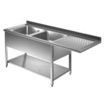 Prismafood Spülmaschinen Spültisch 2,0m - 2 Becken links L60xB50xT30cm STD