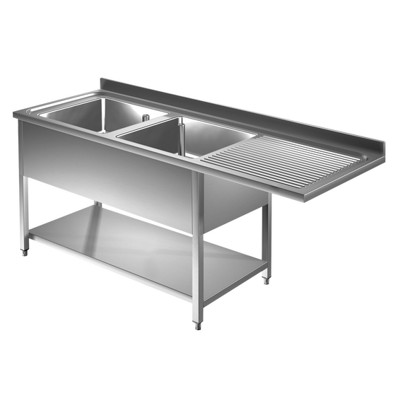 SLG2VLD_ydr5-0l.png Prismafood Spülmaschinen Spültisch 1,6m - 2 Becken links L40xB50xT25cm STD – Bild 1