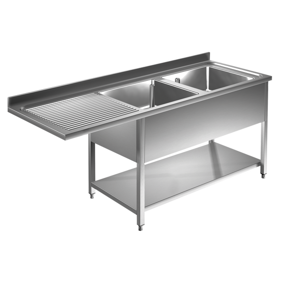 SLG2VLS_6k58-59.png Prismafood Spülmaschinen Spültisch 2,0m-2 Becken rechts L60xB50xT30cm STD – Bild 1