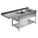 Prismafood Spülmaschinen Spültisch 2,0m-2 Becken rechts L50xB40xT25cm STD