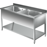 Prismafood Topf - Spültisch mit Grundboden 2,0m - 2 Becken L86xB50xT35cm STD