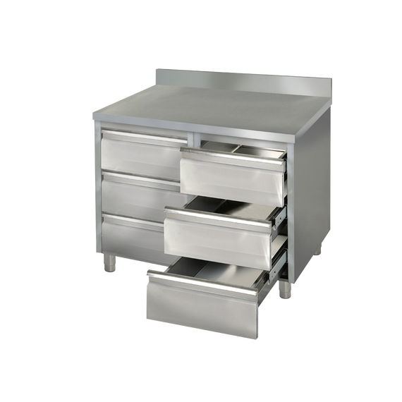 ST6C-mA.png Prismafood Schubladenschrank 1,0m - mit 6 Schubladen und Aufkantung STD – Bild 1