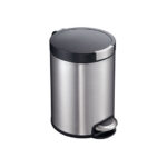 Aliseo Prestige Hygieneeimer - gebürstetes Chrom / Deckel schwarz, 5 Liter