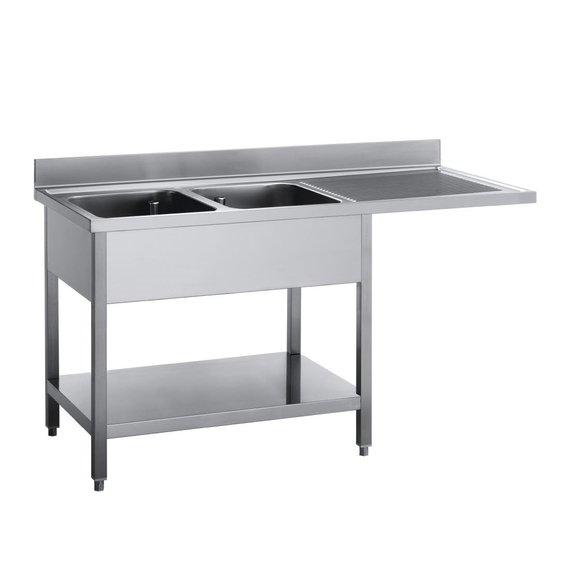 download_07qk-cy.jpg Gastro M Spültisch Doppelbecken links Platz für Geschirrspüler 160cm lang – Bild 1