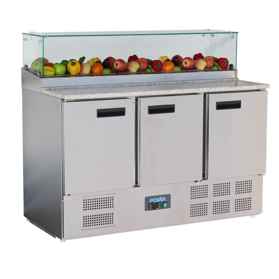 download_09ka-pw.jpg Polar G-Serie 3-türige Pizzakühltheke mit Vitrine 436L – Bild 1