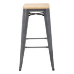 Bolero Bistro Barhocker aus Stahl mit Holzsitz - grau (4 Stück) – Bild 3