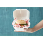 Fiesta Compostable kompostierbare Zuckerrohr Burgerboxen 15,3cm (500 Stück) – Bild 6