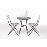 Bolero Schwarzer Stahlmuster Runder Bistro-Tisch Schwarz 600mm – Bild 3