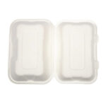 Vegware kompostierbare Einweg Menüboxen mit Klappdeckel aus Bagasse 22,8cm (200 Stück) – Bild 3